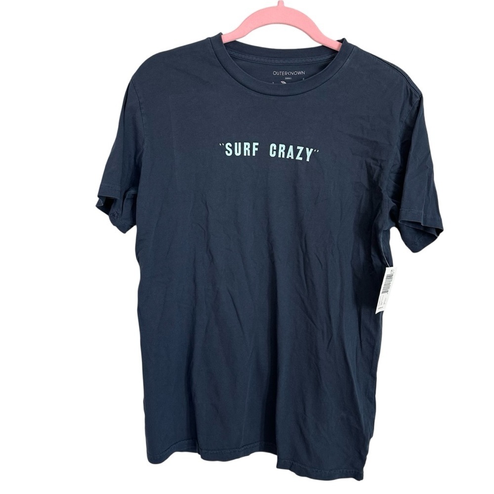 OuterKnown Mens Short Sleeve Crewneck Organic Cotton Surf Crazy T-Shirt Sz S NWT